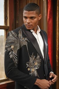 Wedding <b>Groom</b> Groomsmen Male Business Casual Suit <b>Men's</b> Embroidered Slim Fit Fashion Dress <b>Set</b> Two-Piece Suit - Product Image 6