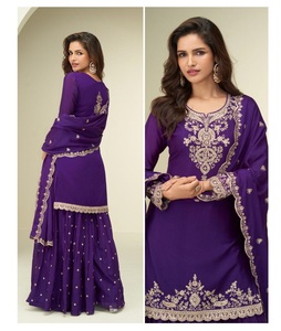 Premium Ethnique Salwar Kameez pour Adultes Style Pakistanais avec Chinon Broderie travail pour Diwali Mariages - Product Image 4