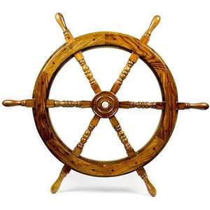 Nautical Premium Sailor's Hand Crafted Brass & <b>Wooden</b> Ship Wheel Brown Color Round Ship Wheel Gift Item Home Wall Decor - Product Image 6