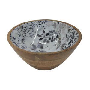 Bol de fruits imprimé en émail de forme ronde en bois fini marron pour table maison et hôtels nourriture et collations bol de service fait à la main - Product Image 2