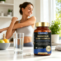 Capsules de complexe bien-être pour les os et les nerfs, à base de magnésium, vegan, sans gluten, sans OGM, avec étiquette nette et claire