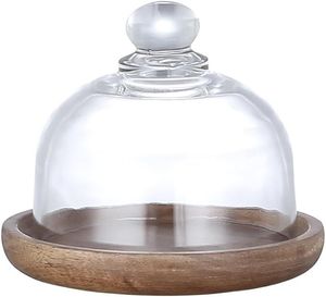 Conical <b>Glass</b> Cloche <b>Dome</b> <b>with</b> Wooden Base Set of Two Bell Jar Food Display <b>Glass</b> <b>Dome</b> Showcase Candle Holder Decorative Cover - Product Image 4