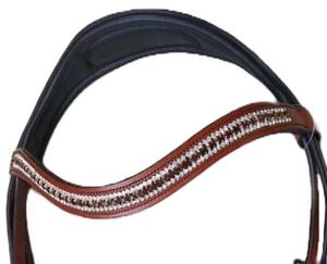 Haute qualité forme anatomique Dressage cheval bride Durable équestre en cuir sourcil bande strass muserolle surélevé pour l'équitation - Product Image 2