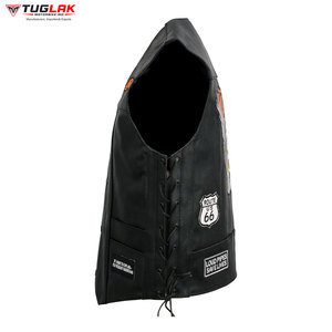 Meilleur gilet en cuir pur respirant décontracté sur mesure pour l'équitation Design exclusif du drapeau américain - Product Image 3