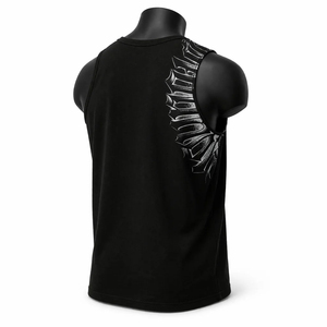Camiseta sin mangas para hombre con estampado asimétrico de esqueleto y diseño de huesos, estilo casual, para fitness y gimnasio, 100% algodón, personalizable. - Product Image 2