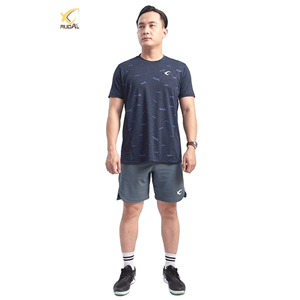 002-เสื้อผ้าผู้ชายเสื้อยืดผู้ชายแห้งเร็วระบายอากาศได้ดีกำหนดโลโก้95% 5% โพลีเอสเตอร์สแปนเด็กซ์ชุดกีฬาสำหรับฟิตเนสเนส - Product Image 1