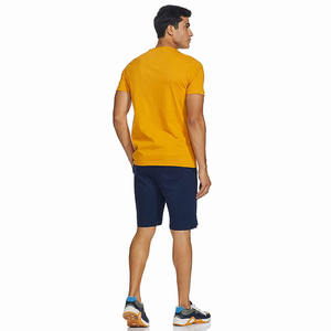 2024 hommes été ensemble couleur unie à manches courtes t-shirt avec bleu marine Shorts décontracté Streetwear entraînement deux pièces tenue - Product Image 2