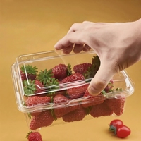 Boîtes en plastique transparent de haute qualité pour fraises, tomates, fruits et légumes, contenants à clapet en PET, boîtes jetables pour tomates et fraises