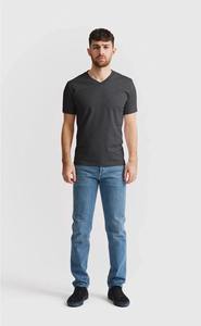 T-shirt à manches courtes pour homme, gris anthracite chiné, col en V, uni, décontracté, coupe classique, t-shirt classique - Product Image 5