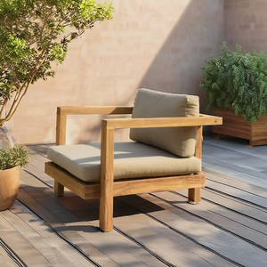 1-Seater โมเดิร์นเก้าอี้เลานจ์เดี่ยวที่หรูหราไม้สักผ่อนคลายสำหรับลานสวนสระว่ายน้ำการใช้งานกลางแจ้งพร้อมชุดโซฟาสวน - Product Image 3