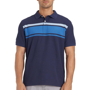 เสื้อโปโลลายทางสำหรับผู้ชายเสื้อโปโลแนวธุรกิจทรงสลิมฟิตพร้อมโลโก้ออกแบบได้ตามต้องการ - Product Image 1