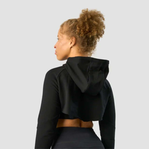 Top corto con capucha de mujer cómodo y acogedor OEM para otoño e invierno con logotipo de lentejuelas en la parte delantera - Product Image 4