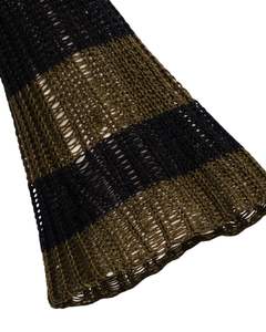 Pull court en tricot crocheté à rayures noires et olive personnalisé pour femmes, manches longues évasées, ajouré, délavé, tendance, haut d'hiver - Product Image 4