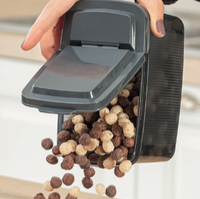 Afossa Contenant alimentaire rectangulaire moderne en plastique PP de 1,2 L avec couvercle hermétique à clapet pour stockage à sec, céréales et collations, avec bec verseur facile