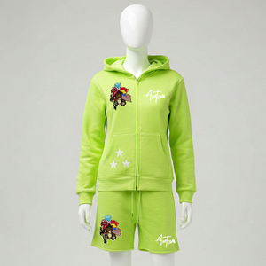 <b>Applique</b> Embroidered Distressed Patch Hoodie Acid Wash Vintage Hoodies Shorts Set 2 Piece Short Set for Men Custom Logo - Product Image 4