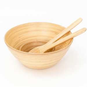 Juego de cuencos de bambú hilado ecológico superior con cuchara forma redonda para mesa de fiesta artículos de cocina al por mayor hechos a mano de Vietnam - Product Image 3