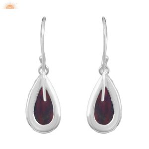 Trendy Aurora Opal <b>Red</b> Green Pear Shape 925 Sterling Silver Wedding Earrings Handmade Designer Earrings - Product Image 4