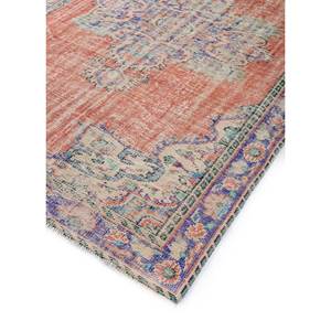 Tapis en laine vintage 9x12 noué à la main, motifs patchwork rectangulaires médaillon rouge-orange pour couloir, entrée et salon - Product Image 2