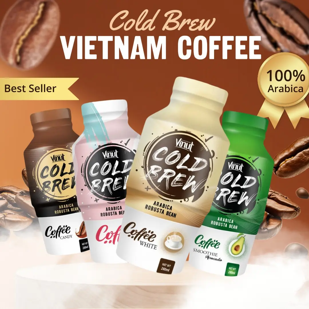 콜드 브루 커피 음료 VINUT | 280ml 24 팩, 마실 준비, 매우 강한, 부드러운, 유기농, 무료 샘플, 도매 공급 업체