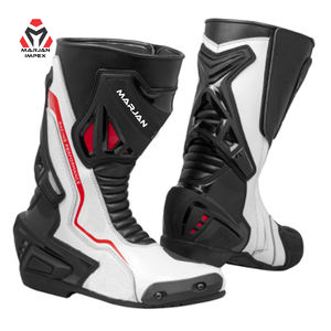 Bottes de course de moto en cuir homologuées CE, chaussures de course sur piste avec protection de la cheville, semelle antidérapante pour les motards, équipement professionnel de pointe - Product Image 1
