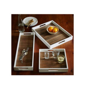 Bandeja de madera de diseño simple y elegante, bandeja de servicio con forma rectangular para proveedores de restaurantes, adornos de cocina - Product Image 2