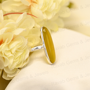 Christmas Selling Solid 925 Sterling Silver Yellow Chalcedony <b>Quartz</b> 10x30mm Oval Bezel Setting <b>Ring</b> for Women Handmade Jewelry - Product Image 6