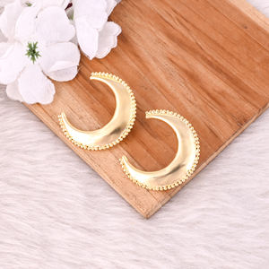 Handmade Designer Women Brass Gold Plated Stud Earring High Quality Brass Gold Plated Plain Stud Earrings Wholesale Manufacturer - Product Image 3