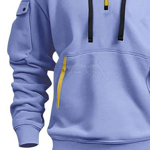 Warm Half Basics Zipper <b>Hoodie</b> With Brushed Fleece Fabric For Cool Days Urban Look Half Zipper <b>Hoodie</b> - Product Image 6