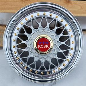 Roda Forjada RCSR Personalizada de 1 Peça com Múltiplos Raios, Estilo AAS, Face Dourada e Borda Prateada Escovada para BMW E30 G20 G30 AUDI A4 B8 - Product Image 2