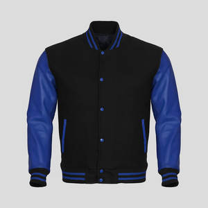 Men's College Letterman Varsity Jacket with Stand Collar Genuine <b>Wool</b> Body and Leather <b>Arms</b> Stylish Letterman Coat - Product Image 6