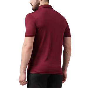 Polo pour homme en marron avec motif géométrique, vêtements de sport élégants, tissu en coton confortable pour le sport et les tenues décontractées - Product Image 4