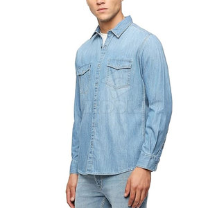 Premium Quality Pakistan Made <b>Men's</b> Casual <b>Jeans</b> <b>Shirts</b> 100% Cotton Breathable Custom Logo Printing Wholesale - Product Image 3