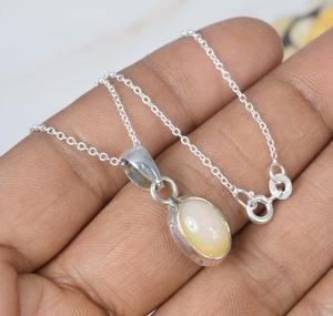 Mode opale éthiopienne 925 chaîne en argent Sterling pendentif bijoux faits à la main octobre pierre de naissance cadeau en pierre naturelle pour noël - Product Image 2
