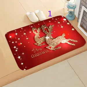 Atacado Feliz Natal Decoração Capacho Impressão Flanela Piso Mat Antiderrapante Mat Natal Decoração de Casa Porta Mat