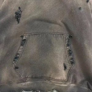 Sudadera con Capucha de Alta Calidad con Efecto Ácido y Desgastado por el Sol, Corte Personalizado, Estilo Casual Holgado y Oversize - Product Image 3