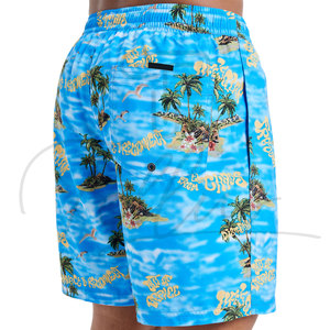 <b>Men's</b> <b>Elastic</b> <b>Waist</b> Mid Rise Swim Board <b>Shorts</b> 100% Polyester Stretch Fabric Wholesale Beachwear - Product Image 5