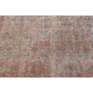 Vintage Rug, 4.4x9.9 ft Turkish Rug, <b>Brown</b> Blue Camouflage <b>Wool</b> Rug - Product Image 5