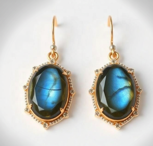 Pendientes de Labradorita de 10*14 mm con Circonita Cúbica para Mujer, Plata de Ley 925, Chapado en Oro de 18K, Joyería de Piedras Preciosas Colgantes, Regalo - Product Image 4