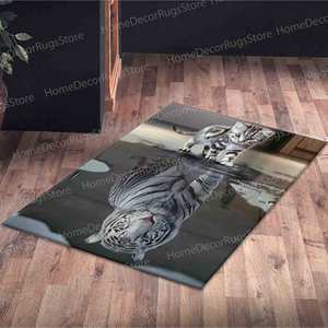 Tapis imprimé chat réfléchissant tigre - Extérieur, Luxe, Décoration intérieure, Animal, Tapis doux non tissé - Product Image 1