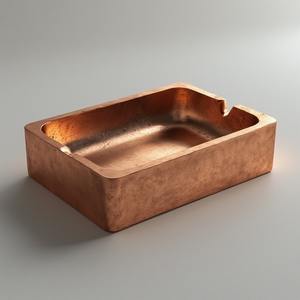 Cendrier rectangulaire en laiton rustique avec finition vintage et sculpture décorative pour un design de maison inspiré du patrimoine - Product Image 2