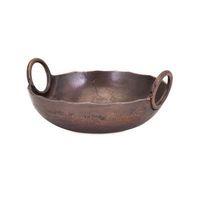 Wok traditionnel indien en métal Kadahi avec poignée en métal, fond en fonte, écologique, pour servir les aliments à la maison