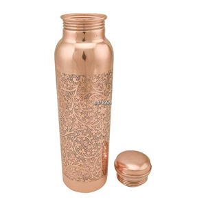 1000ml Ayurvedic Copper Water <b>Bottle</b> <b>with</b> Etching Design Leak-Proof Joint-Free <b>Glass</b> and Stainless Material Customizable Logo - Product Image 1