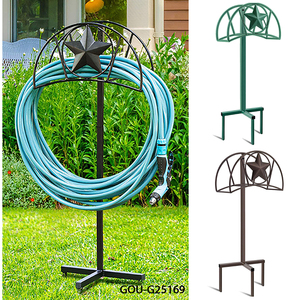 Support de tuyau d'arrosage de jardin extérieur en métal moderne - Product Image 2