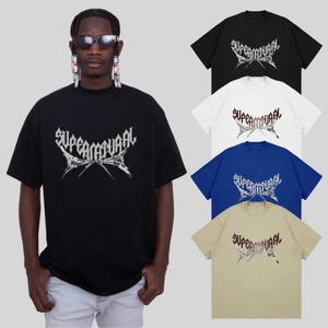 T-shirt Américain Créatif d'Été pour Homme, 100% Coton, Séchage Rapide, Respirant, Col Rond, en Toile, Coupe Ample Décontractée, Jersey Lourd, Manches Courtes, Grande Taille - Product Image 5