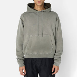 Venta al por mayor de gran tamaño Drop Shoulder Hoodie Hombres Heavyweight Street-Wear Jersey de manga larga Sudadera con capucha para hombres - Product Image 1