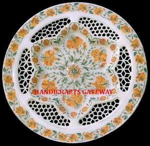 Beautiful Handmade Craving Design Natural Shade White Marble Inlay <b>Work</b> <b>Table</b> Top Dining <b>Table</b> White Marble Tea Coffee <b>Table</b> Top - Product Image 1