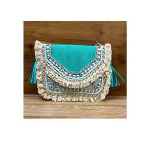 Stylish Best Designer Multicolor Jute Canvas Women <b>Pouch</b> Bags With Chain Handle Prime Quality 100% Comfortable Reusable Sacks - Product Image 2