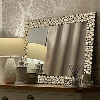 Miroir mural moderne artisanal en mosaïque de bois, forme rectangulaire, décoration de Noël pour la maison, salon, AI-MM-04 AALIYAN IMPEX