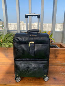 Wholesale Large Capacity 4-<b>Spinner</b> <b>Suitcase</b> Handmade Full Grain Cow Leather Unisex Travel Trolley Luggage Bags Customizable - Product Image 3