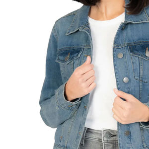 Custom Denim <b>Jean</b> Jacket for Woman <b>Stretch</b> <b>Jeans</b> 100 % High Quality Wholesale <b>Women</b> Denim Jacket - Product Image 1